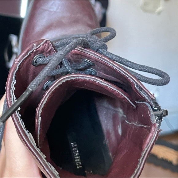 forever21 maroon chunky platform lace up heeled boots - Picture 6 of 8